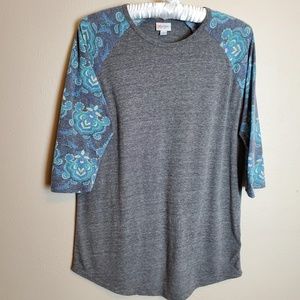 LULAROE RANDY GRAY/BLUE XL